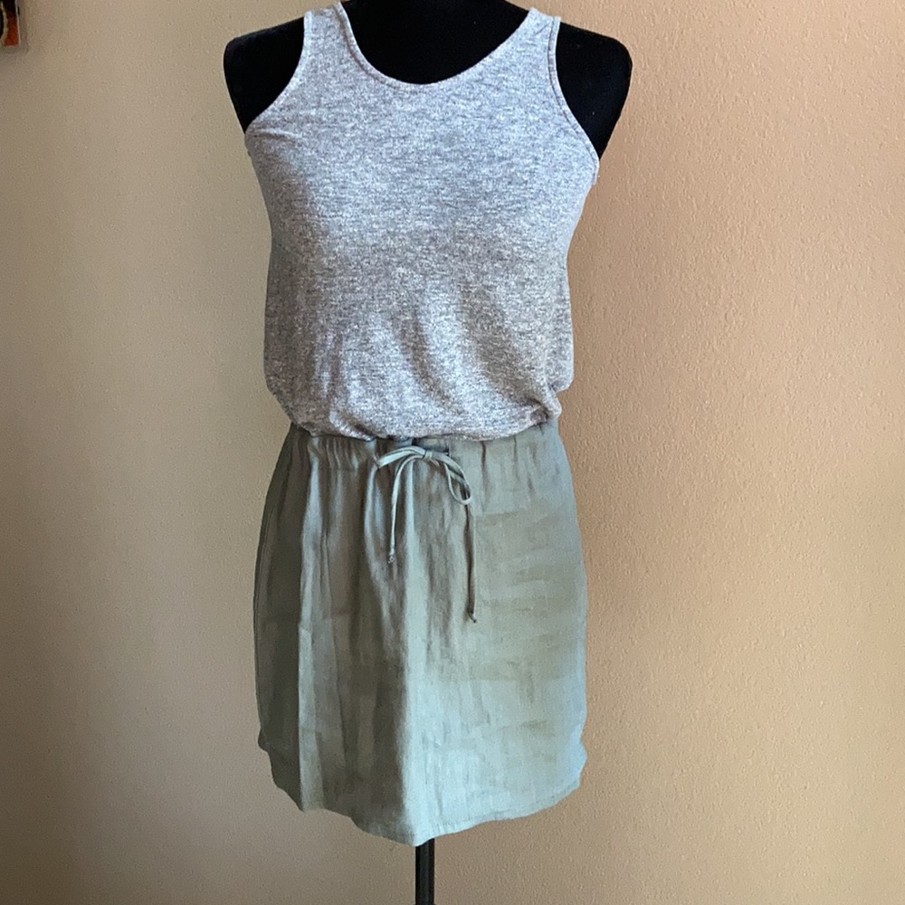 Monrow Linen Contrast Tank Dress